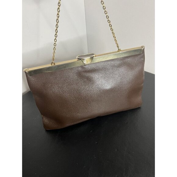 Etra Brown Leather Clutch Shoulder Purse Vintage 1950s - Picture 4 of 16